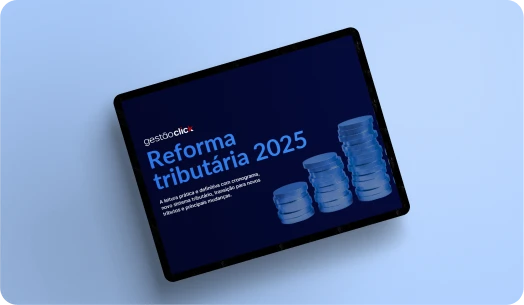 Tela de tablet com Ebook da Reforma tributária 2025