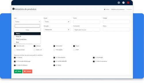 Sistema ERP de lojas e multiempresas Relatórios para multempresas