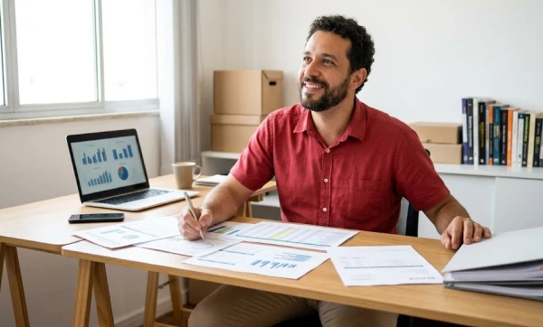 Distribuição desproporcional de lucros: quando é permitida? empresario contente sentado em sua mesa do escritório, representando: Distribuição desproporcional de lucros: quando é permitida?